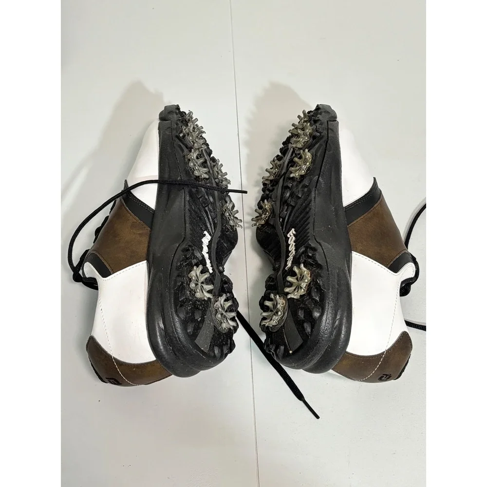 Foot Joy -  Mens 10M Golf Shoes White Brown Black Spiked 45516 Classic